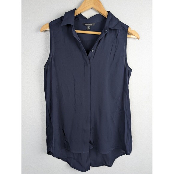 Banana Republic Shirt Womens Small Petite Silk Sleeveless Button Up Top - Picture 1 of 8